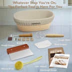 Sondiko Sourdough Starter Kit, Sourdough Bread Baking Supplies, Oval Banneton Bread Proofing Basket Set for Bread Making Tools Supplies, Gifts for Bakers