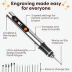 Resparked Customizer Engraving Pen (Formerly Culiau): Ultimate Cordless Portable Tool for Artists & DIYers - Engrave 50+ Surfaces - Beginner Friendly - Rechargeable - Free 30 Bits & Mastery Guide