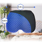 ComforTec Blue Gel Seat Cushion - Honeycomb Cooling Seat Cushion Back Support, Pressure Relief & Long Sitting - Non-Slip Chair Cushion Traveling, Wheelchair, Car Seat, Office & Gaming Chair (Blue)