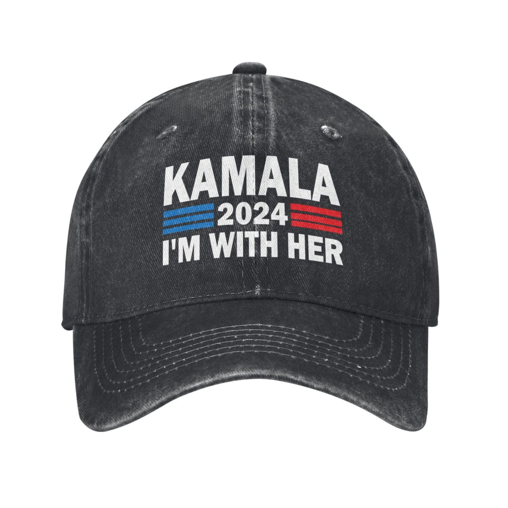 I'm with Her Kamala Vote for 2024 President Kamala Harris Hats Hat Vintage Caps for Men Women t Shirt Tshirt tee Flags Black