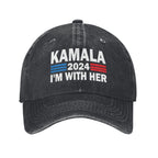 I'm with Her Kamala Vote for 2024 President Kamala Harris Hats Hat Vintage Caps for Men Women t Shirt Tshirt tee Flags Black