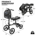 monicare Knee Walker for Adults 10" Front Wheels Steerable Medical Scooter Crutch Alternative with Dual Braking System and Removable Storage Pouch for Leg and Foot Injuries, Easy Assembly, 350lbs Load