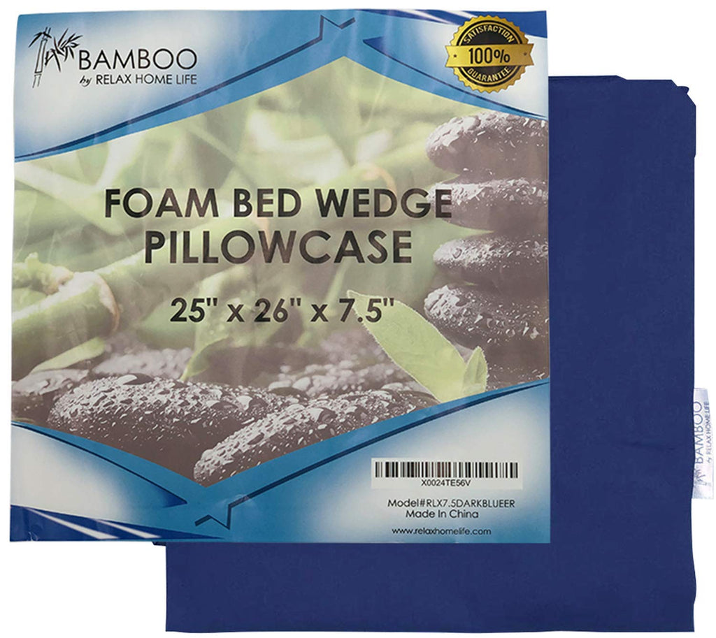 Relax Home Life Wedge Pillowcase Designed to Fit Our 7.5" Bed Wedge 25" W x 26" L x 7.5" H, Allergy Friendly 100% Egyptian Cotton Replacement Cover, Fits Most Sleeping Wedges Up to 27" W x 27" L x 8H