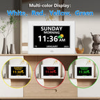 LXBYJKJ 7 Inch Digital Clock with Day and Date for Elderly Alzheimer's Dementia Clock Customizable Alarms and Medicine Reminders 3 Display Modes Large Font Digital Alarm Clock for Seniors White