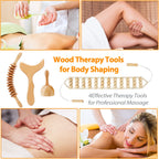 JUNRA 4 PCS Wood Therapy Massage Tools, Lymphatic Drainage Massager Maderoterapia Kit Wood Therapy Tools for Body Shaping Sculpting