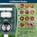 Izbie 2024 Upgraded Solar Animal Repellent, Cat Repellent, Squirrel Repellent Outdoor, Deer Repellent, Ultrasonic Pest Repeller, Waterproof Motion Detection, Dog, Raccoon, Skunk, Rabbit, Rodent