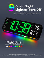 MASHI Digital Wall Clock, 17.3" Large Display Digital Clock with Remote Control, Auto-Dimming Wall Clock with Night Light, DST, Date Week,Temp for Living Room, Bedroom, Decor, Gift for Elderly