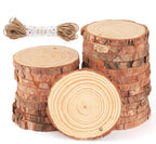 ilauke Natural Wood Slices 30Pcs 3.1''-3.5'' Unfinished Wood Crafts with Pre-drilled Hole, Wood Slices Ornaments for Christmas DIY Rustic Crafts Wooden Circles Coasters Wedding Decor, 33 Feet Twine