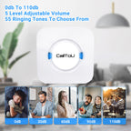 CallToU Caregiver Pager Wireless Call Button Smart Bell Alert System for Elderly Home Patient Seniors Nurse 4 Portable Waterproof Transmitters 1 Plugin Receiver