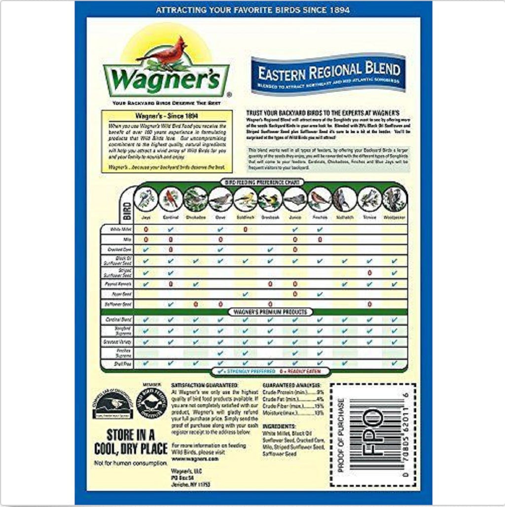 Wagner's 62004 Eastern Regional Wild Bird Food, 20-Pound Bag