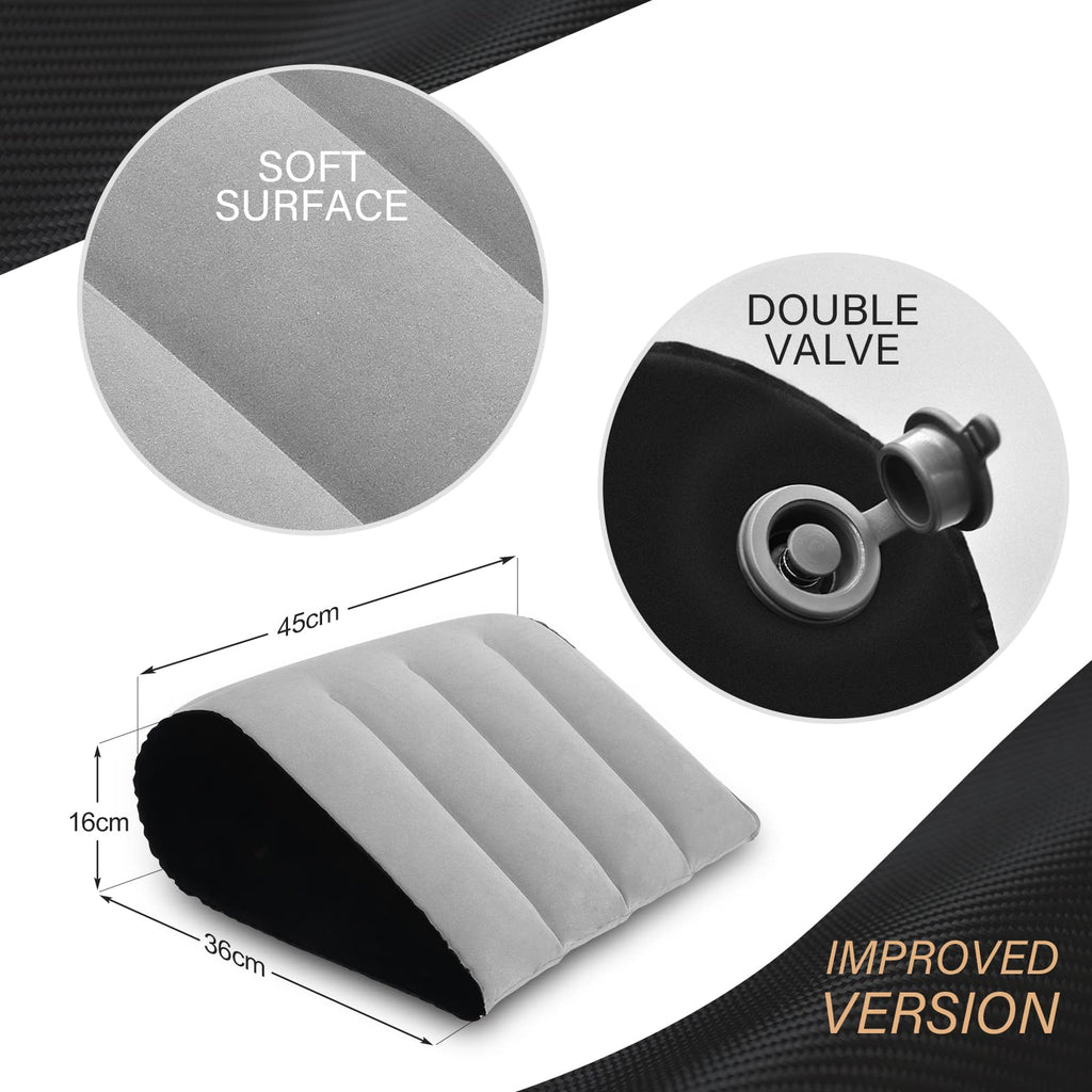 Portable Wedge Pillow Inflatable Cushion - Body Positioners Lightweight Wedge Pillow for Sleeping, Leg Elevation, Use in Bed, Travel, Camping, Fast Inflating Deflation (Grey)