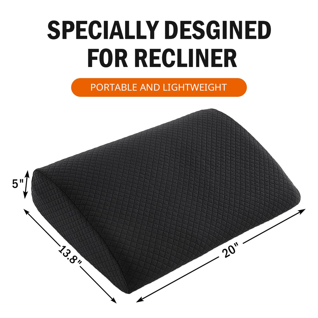 HOMBYS Lumbar Support Pillow for Recliner Chair, Memory Foam Back Support Cushion for Elderly,Extra Large Lumbar Support Pillow with Extension Straps