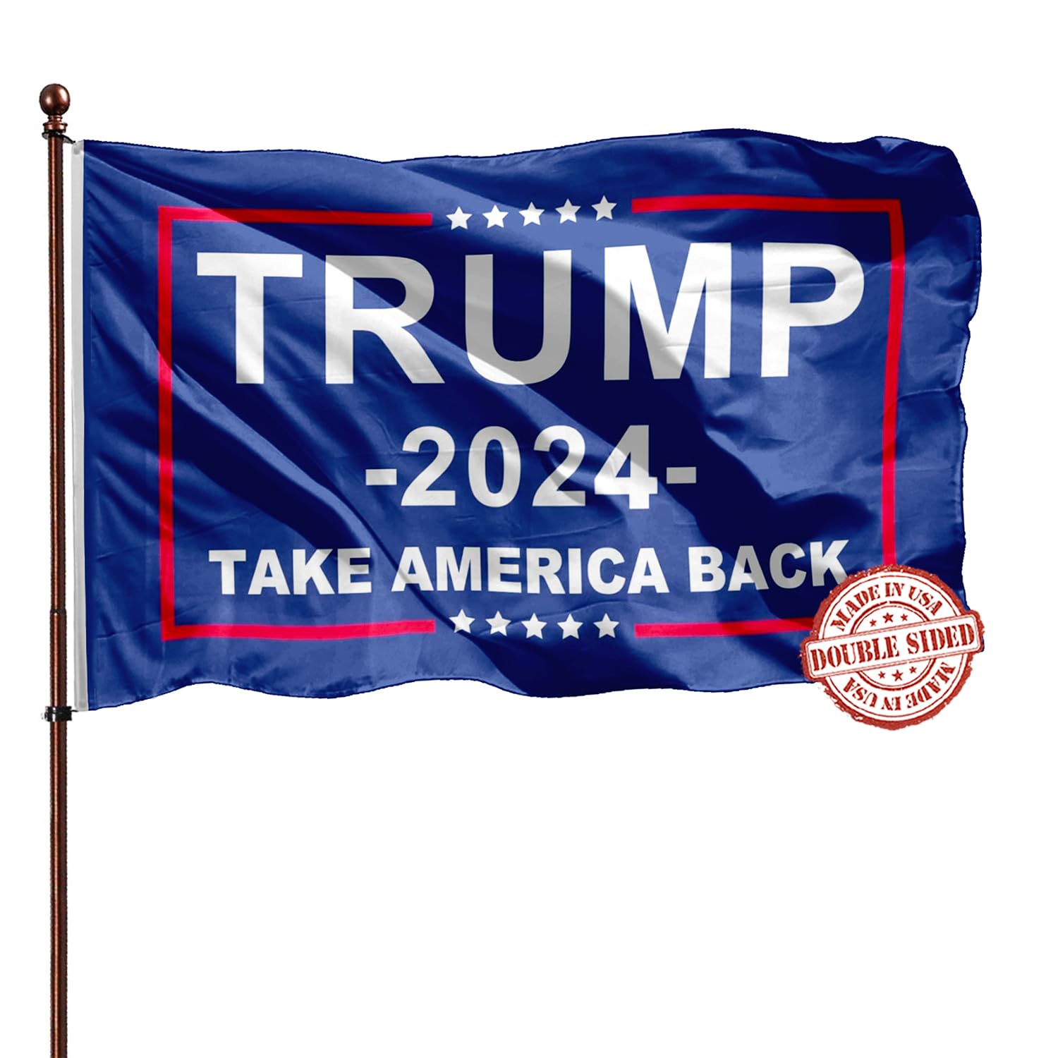 Trump 2024 For President Flag Double Sided 3x5 Outdoor- 3Ply 240D 4 Rows Stitched- Donald Trump Take America Back Flags Banner - UV Fade Resistant With Canvas Header & 2 Brass Grommets