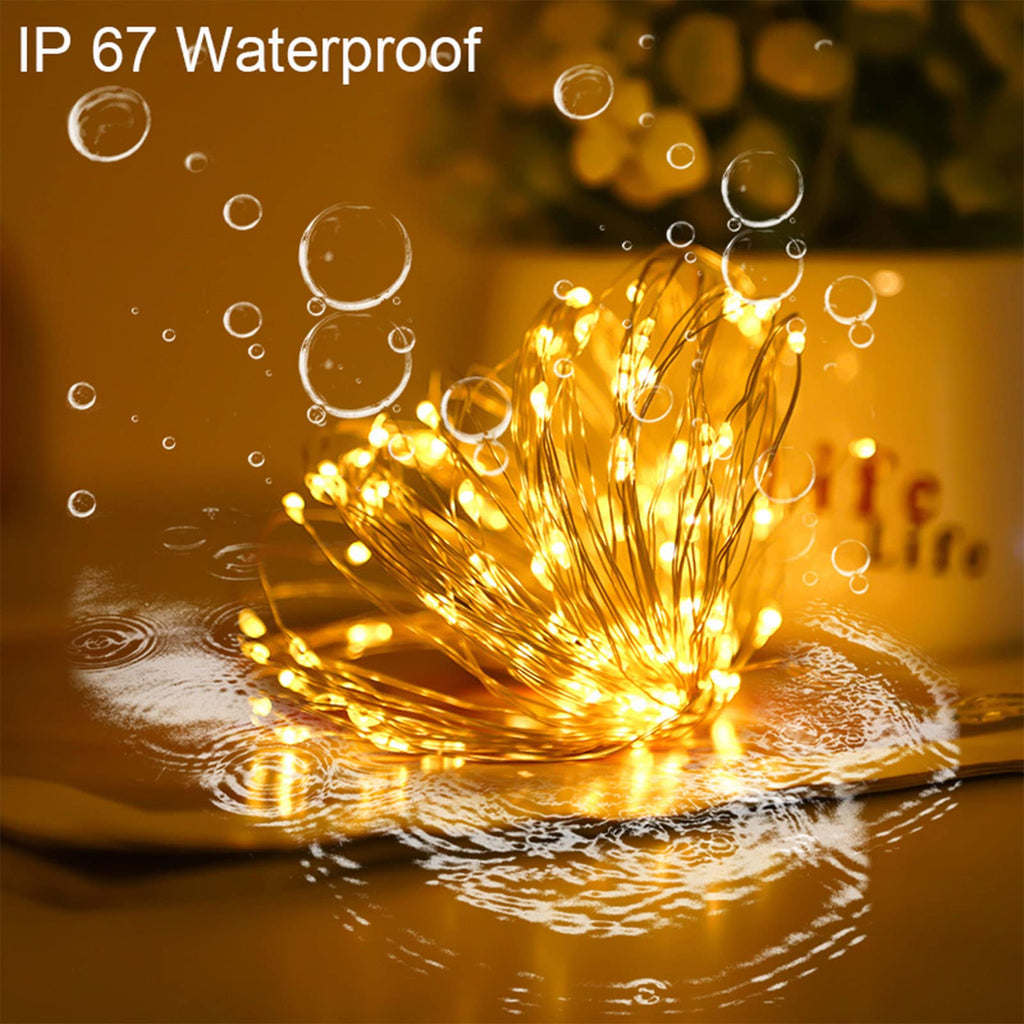 YAOZHOU Solar String Lights for Outside, Fairy Lights Outdoor Waterproof, Warm White 2Pack Total 200LED 66Ft 8 Modes Mini Mini Small Solar Powered Lights for Christmas, Garden, Patio, Fence, Balcony