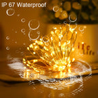 YAOZHOU Solar String Lights for Outside, Fairy Lights Outdoor Waterproof, Warm White 2Pack Total 200LED 66Ft 8 Modes Mini Mini Small Solar Powered Lights for Christmas, Garden, Patio, Fence, Balcony