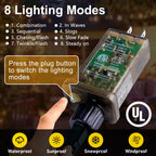 KNONEW 203FT Outdoor Christmas Fairy Lights Plug in,600 LED String Lights Outdoor Waterproof 8 Modes Memory Times for Wedding Bedroom Walls Garden Trees Decoration(Warm White)