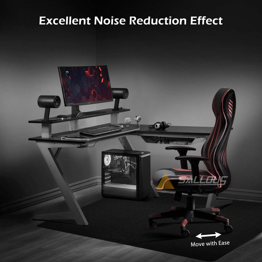 Office Hard Floor Mat 63" x 51" Multi-Purpose for Desk, Hardwood Floors, Non-Toxic PVC Protector Chair Mat for Home, Updated Version (Black)