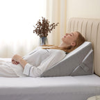Bedluxe Wedge Pillow for Sleeping, Adjustable 9&12 Inch Foldable Bed Wedge Pillow Set, Orthopedic Memory Foam Triangle Pillow Wedge, 7-in-1 Elevated Pillows for Leg and Back Support, White/Grey
