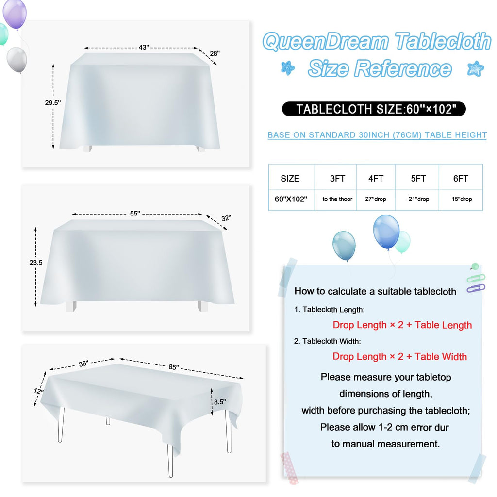 QueenDream Sequin Tablecloth 60x102 Inch Silver Tablecloth Christmas Glitter Tablecloth 6ft for Baby Shower Party Christmas Decorations