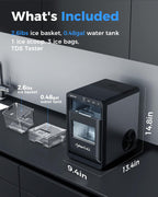 CyberChill Nugget Ice Maker Countertop 44lbs Per Day Pebble Sonic Ice Makers Machine Chewable Pellet Ice with Self-Cleaning Removable Water Tank See Through Window for Home/Kitchen/Office