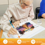 22 Pcs Dementia Products for Elderly Reusable Water Painting Toys Kit Flower Bird Dementia Alzheimer's Activities for Adults Seniors Dementia Toys Water Doodle Coloring Set Drawing Brush Game Gifts