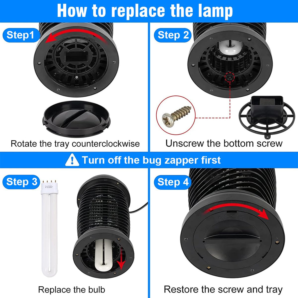 Hodiax 24W Bug Zapper Replacement Light Bulb for Select Stinger Models, 4-Pin Base Tube, Electric Fly Exterminator (2, Purple)