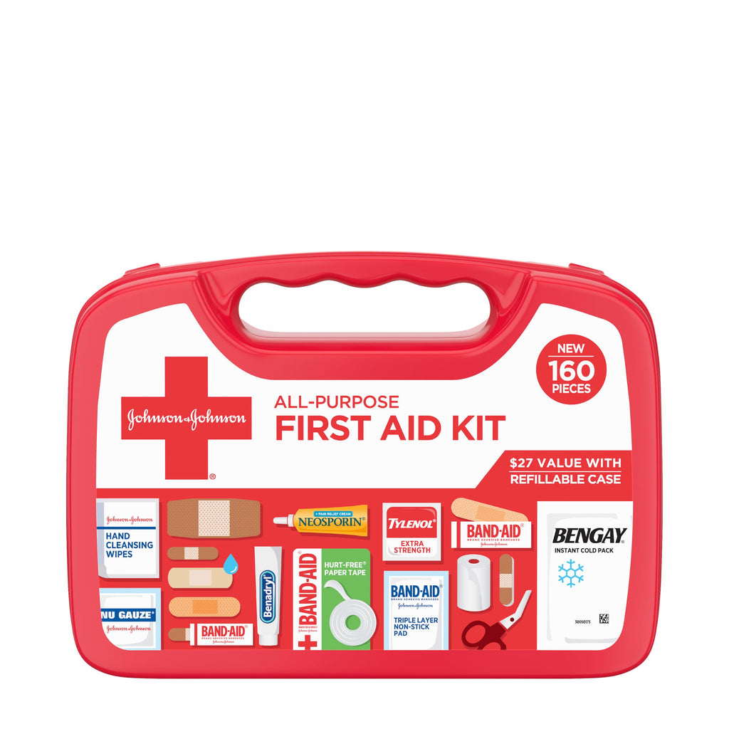 All-Purpose Portable Compact First Aid Kit for Minor Cuts, Scrapes, Burns & Aches, Wound Care Essentials for Home, Car, Dorm, Travel, Cruise, Camping & Outdoor Emergency Kit, 160 Piece