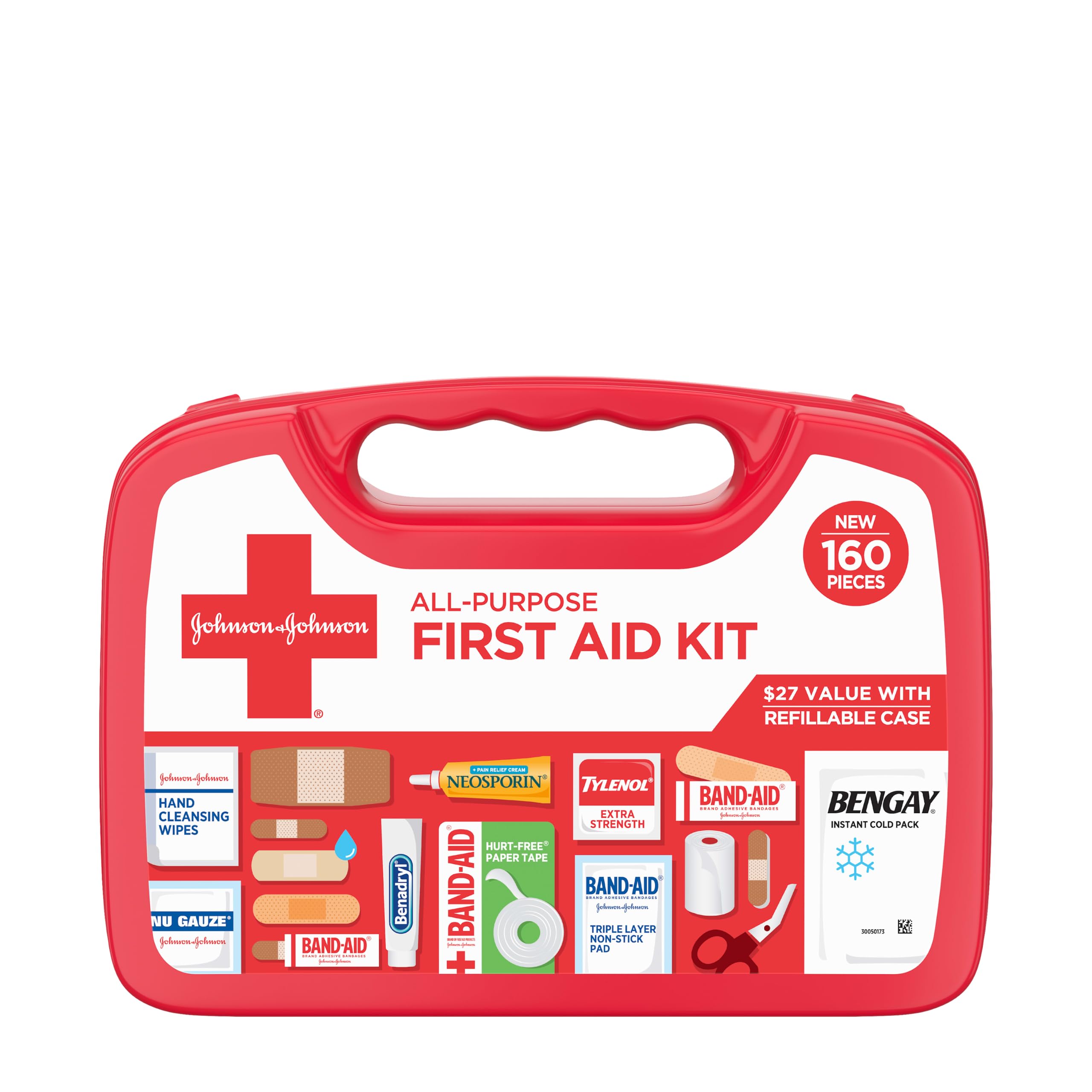 All-Purpose Portable Compact First Aid Kit for Minor Cuts, Scrapes, Burns & Aches, Wound Care Essentials for Home, Car, Dorm, Travel, Cruise, Camping & Outdoor Emergency Kit, 160 Piece