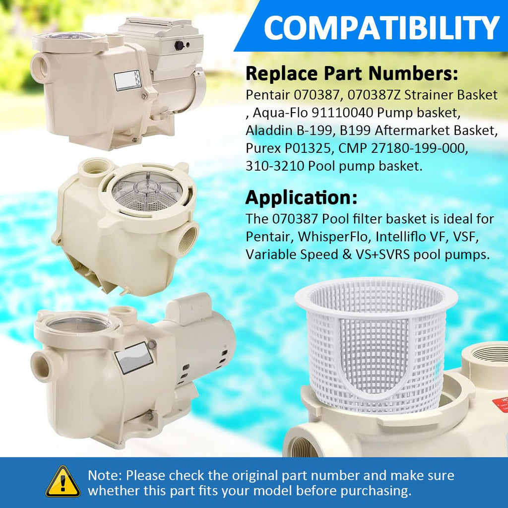 Sanyasi 070387 Strainer Basket Replacement for Pentair Whisperflo Intelliflo Pool Pump Basket, Replace 91110040 B-199 B199 Pool Filter Basket