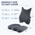 Seat Cushion & Lumbar Support Pillow: Memory Foam Chair Pad Back Cushion for Office Chair Car Seat Wheelchair Travel, Reduce Tailbone Pressure and Improve Comfort, Orthopedic Sciatica Hip Pain Relief