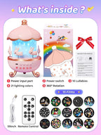 Star Projector for Kids,15 Films Star Lights for Ceiling Projector +10 Sleep Sounds Machine Baby Night Lamp,Remote Timer Cute Pink Lamp Nursery Lamp,Exquisite Christmas Gifts for Kids Baby Girl Gifts