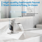 RNDIOZD Brushed Nickel Bathroom Faucets *2, Waterfall Bathroom Sink Faucet Modern Single Handle Bathroom Faucte 1 or 3 Hole, RV Mixer Tap Vanity Faucet - Includes Pop-up Drain