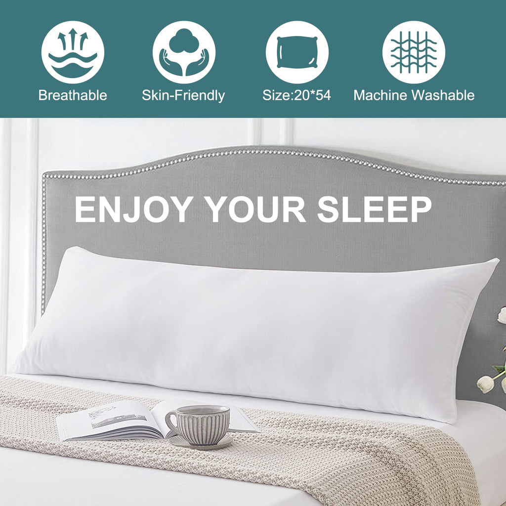 DOWNCOOL Large Body Pillow Insert- Breathable Full Body Pillow for Side Sleeper - Soft Long Bed Pillow for Adults - 20 x 54 inch