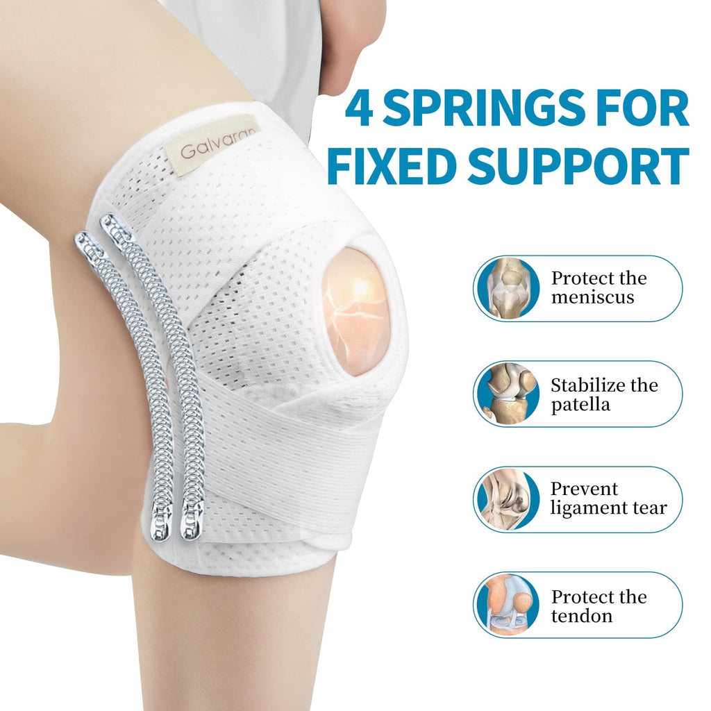 Galvaran Knee Brace with Side Stabilizers for Meniscal Tear Knee Pain ACL MCL Arthritis Injuries Recovery, Breathable Adjustable Knee Support for Men and Women