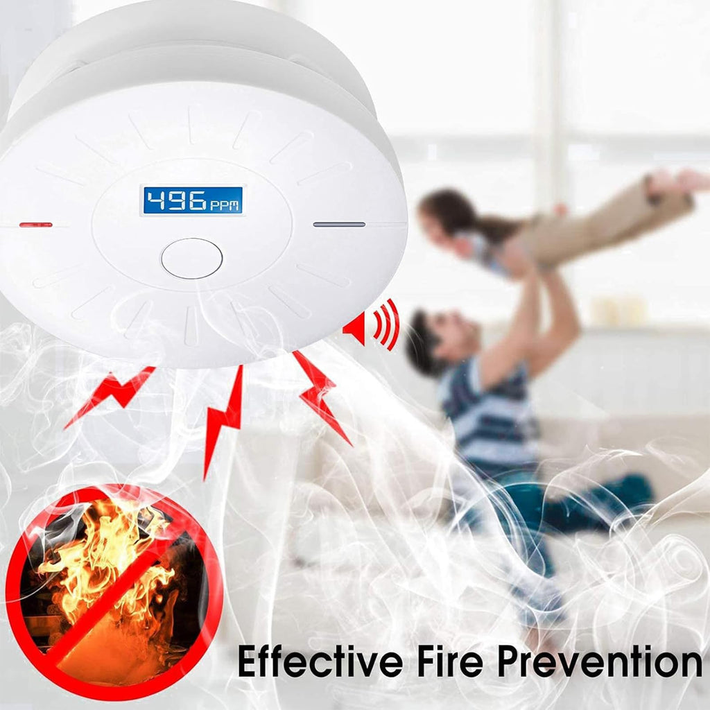 6 Pack 10 Year Battery Operated Smoke and Carbon Monoxide Detector, Portable Fire Co Alarm for Home and Kitchen (White)