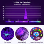 MOWETOO UV Flashlight, 2 in 1 395 nm LED Flashlight with UV Black Light & White Light, 500LM, 4 Modes & Waterproof Pet Urine Detector (1 Pack)