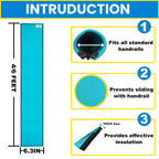 Pool Handrail Cover, 6 Feet Neoprene Zippered Pool Handle Covers, Slip Resistant Rail Grip for Swimming Pool Hand Railing Cover Cyan