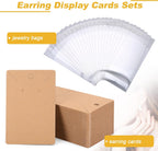 ovsor Works Great 500 Pcs Earring Display Cards - Well-made Earring Cards with Good Paper Quality, Plus Clear 500 Pcs Packaging Bags That Don't Tear Easily, for Earrings Necklace Jewelry Packaging