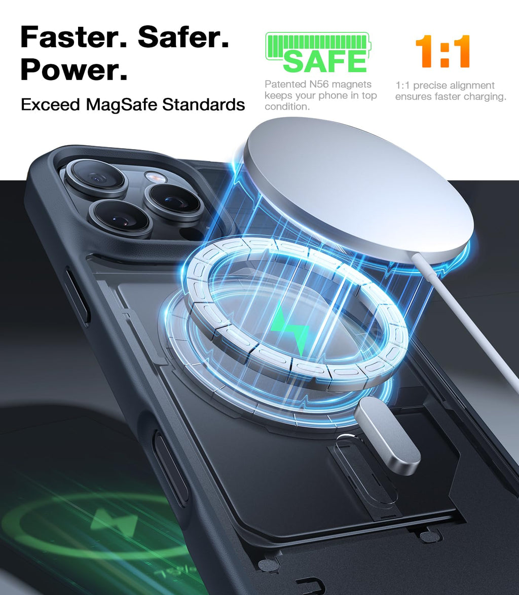 TORRAS Stronger Magnetic & Shockproof for iPhone 16 Pro Case, Military Grade Drop Protection, Compatible with MagSafe, Case for iPhone 16 Pro Case Slim, Silicone Anti-Scratch, Translucent Matte Black