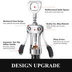 Wine Opener, Heavy-Duty Zinc Alloy Wing Corkscrew, Premium Beer Bottle Opener, Multifunctional Wine Accessories with Ergonomic Handle and Sharp Screw, for Kitchen, Bar, Restaurant (SILVER)