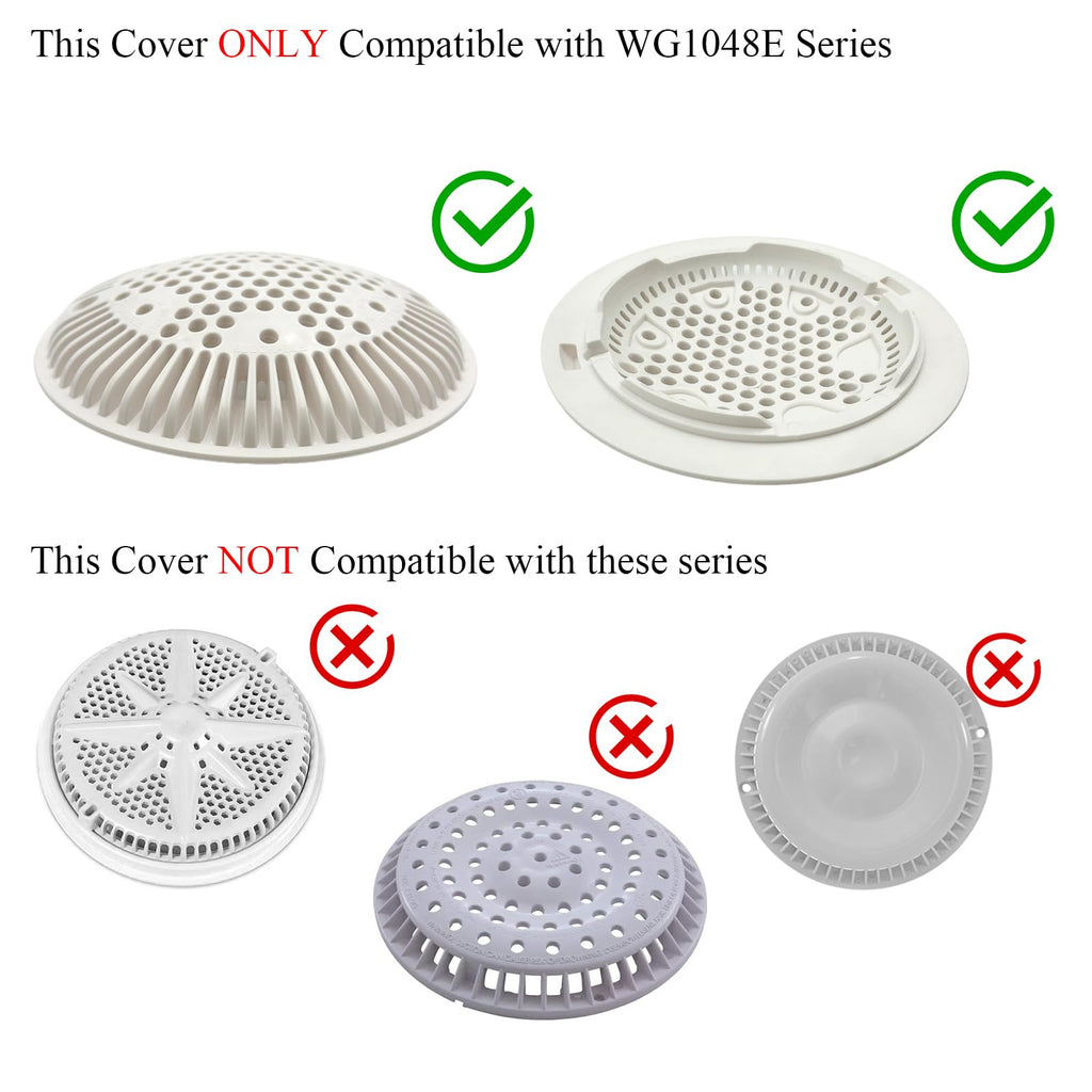 WG1048E White Pool Main Drain Cover Replacement Compatible with WG1048E for Suction and Dual Outlet Cover Replacement for Pools
