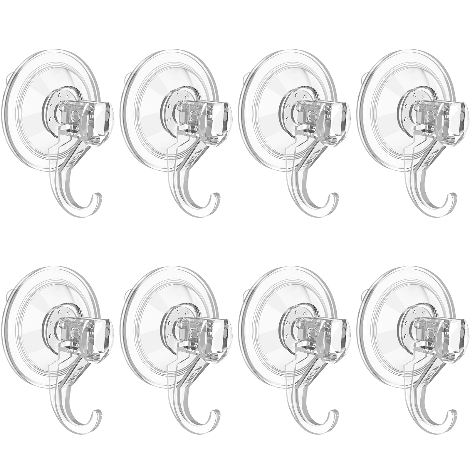 VIS'V Wreath Hanger, Large Clear Heavy Duty Suction Cup Wreath Hooks 22 LB Removable Strong Window Glass Door Suction Cup Wreath Holder for Halloween Christmas Wreath Decorations - 8 Pcs