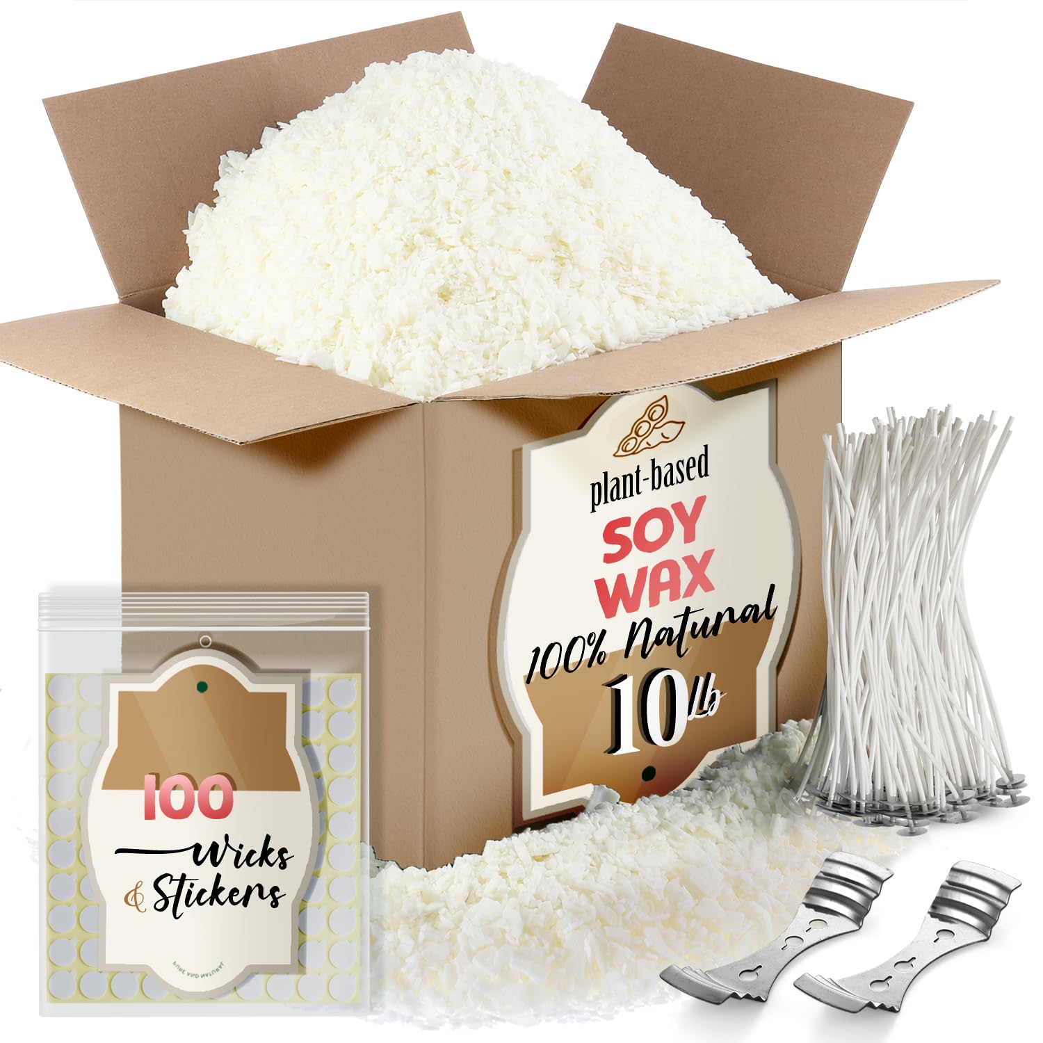 Etienne Alair Organic Soy Candle Wax for Candle Making, 10 lbs Natural Candles Making Supplies, Beeswax-Free, Paraffin-Free, Pure Soy Wax Flakes Perfect for Candles, Tealights and Melts