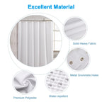 AmazerBath White Shower Curtain Fabric, Waffle Shower Curtains for Bathroom, Cloth Shower Curtain Heavy Duty, Thick Bathroom Shower Curtains Hotel Quality, Premium Polyester, 72x72 Inches