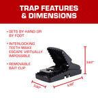 Tomcat Rat Snap Trap, for Home and Farm Use, Kills Rats, Removable Bait Cup, Easy-Set Features, 4-Pack