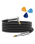 Guitar Cable, Guitar Cord 10ft, AMP Cord for Bass & Electric Guitars/Keyboard/Mandolin, Pro Audio Instrument Cable (Right Angle to Straight, Black)