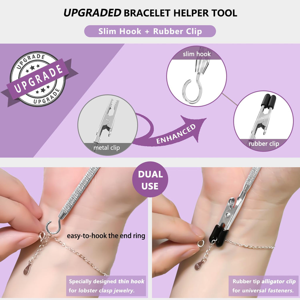 ChangWanna Bracelet Helper Tool Hook - Pretty Bracelet Helper to Put on Yourself, Easy Jewelry Wearing Tool Aid Assistance, Metal Bracelet Buddy Fastening Helper Fastener Necklace Clasp Helper Elderly