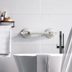 DAILYLIFE Shower Grab Bar for Bathtubs and Showers, 17 inch Heavy Duty Shower Handle with Strong Suction Cup, 300 lbs Safety Shower Handrails for Seniors and Elderly, Grey