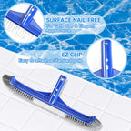 Pool Brush Head & Fine Mesh Pool Skimmer Kit，17" Pool Brushes for Cleaning Pool Wall， Reinforced Frame Pool Net Leaf Skimmer Cleaning Tool with Deep Fine Nylon Mesh Net Bag for Fast Cleaning