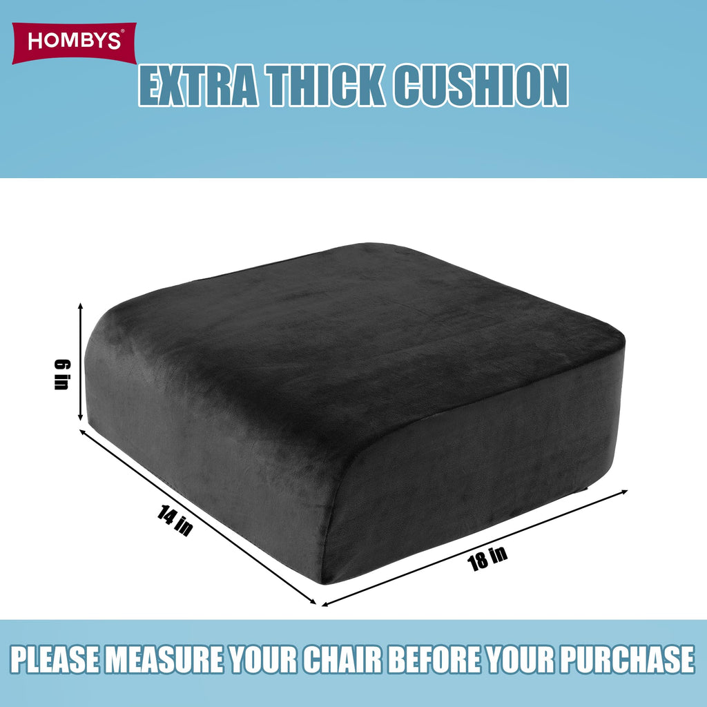 HOMBYS Extra Thick Seat Cushions for Office Chair,Adult Booster Seat for Car,Memory Foam Car Cushion for Height,Chair Cushions for Elderly Wheelchair,Desk Chair Seat Cushion (Black,18x14x6)